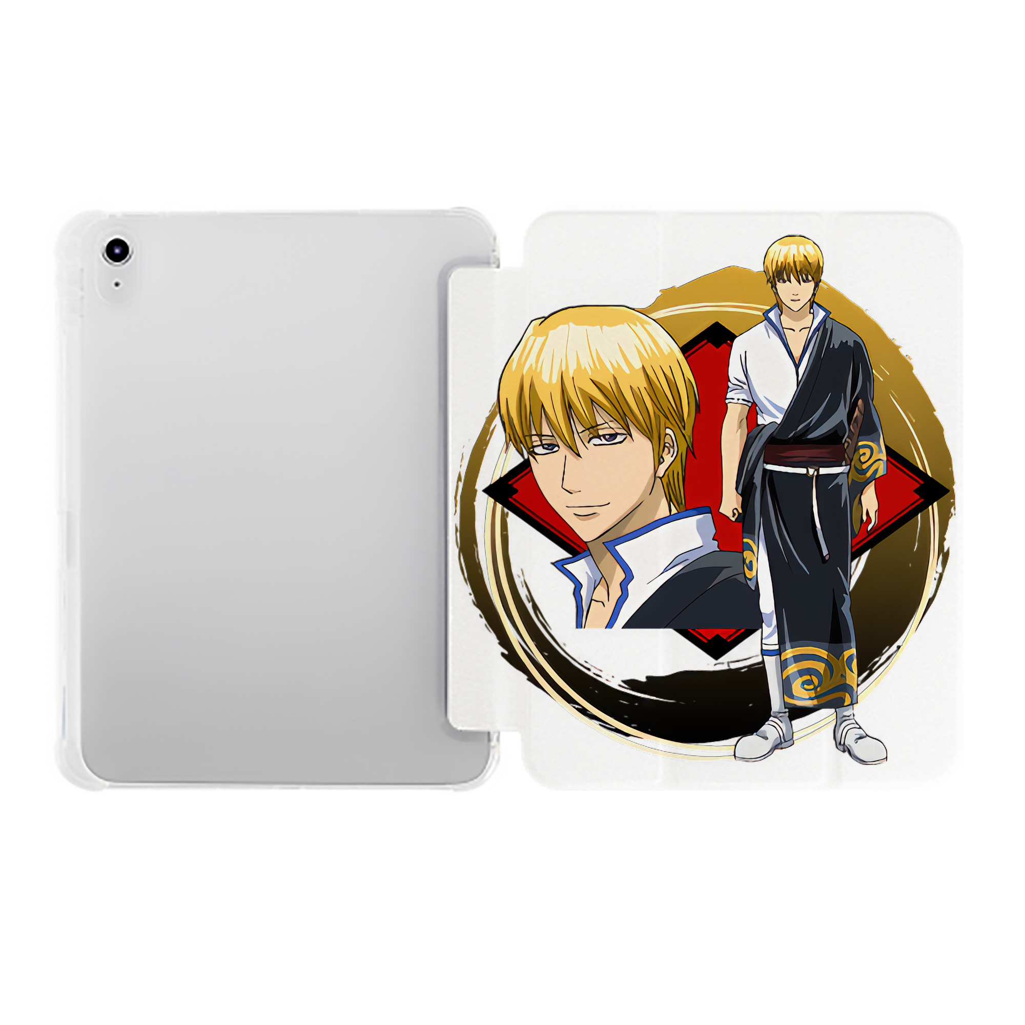 （画像用） ぎんたま 坂田銀時（さかたぎんとき） 神楽 志村新八（しむら しんぱち） GINTAMA Sakata Gintoki Kagura Shimura Shinpachi IPad ケース ペン収納付き 三つ折りスタンド PUレザー×シリコン 対応機種9.5/10.5/10.9インチ